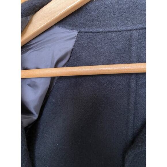 Saks Fifth Ave Fleurette 100% Cashmere Black Long Trench Over Coat Sz M 8 10 - Picture 8 of 8